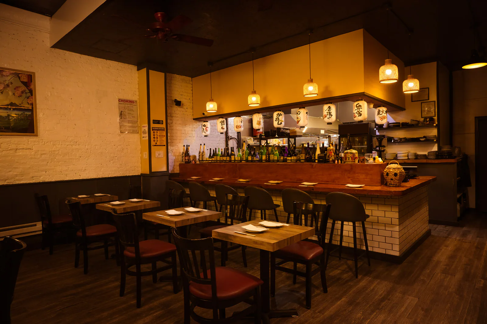 The dining room and bar at Izakaya Tenzo